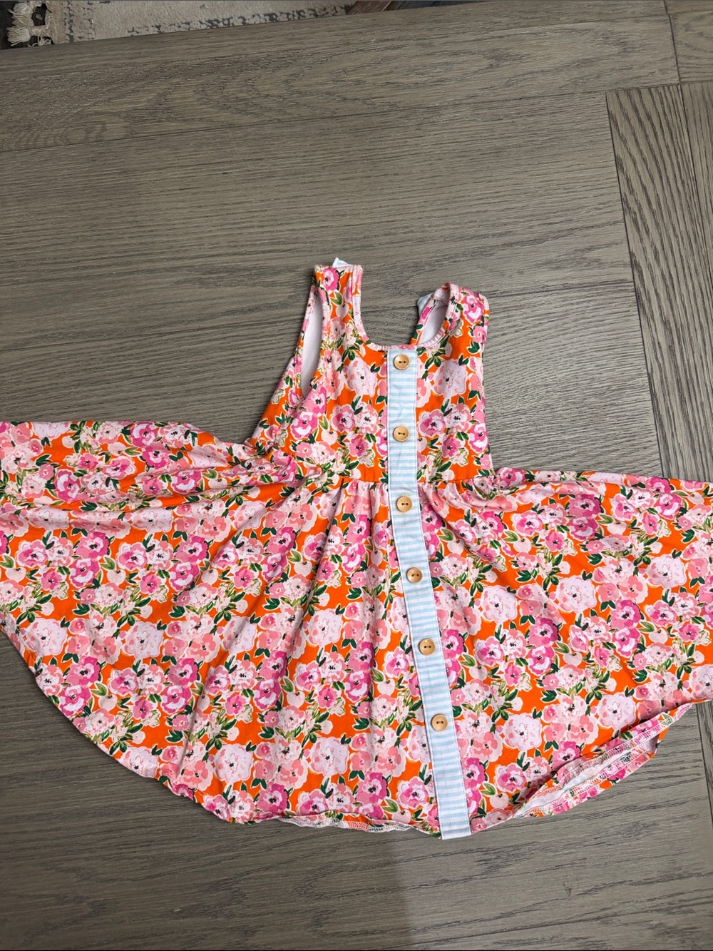SweetHoney 4T Orange and Pink Floral Button-Front Sundress